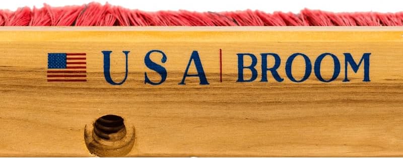 USA Broom 24" Soft Sweep Indoor Push Broom with 60" Handle. Ideal for Epoxy & Polished Floors.
