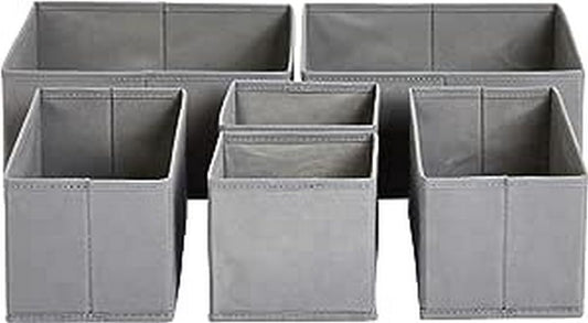Amazon Basics Cloth Drawer Storage Organizer Boxes for Socks, Underwear and Baby Items, Set of 6
