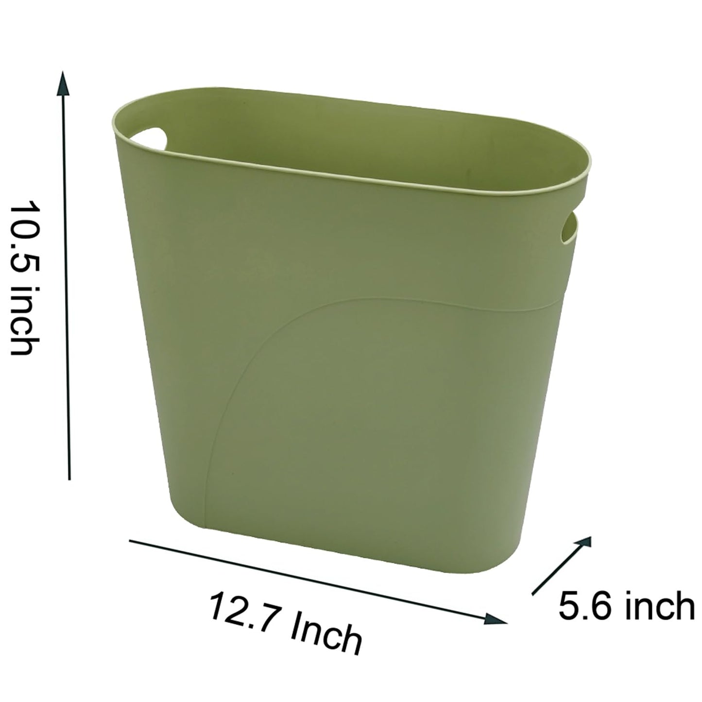 Small Trash Can Plastic Bathroom Wastebasket 3.2 Gallon Slim Garbage Container Bin with Handle for