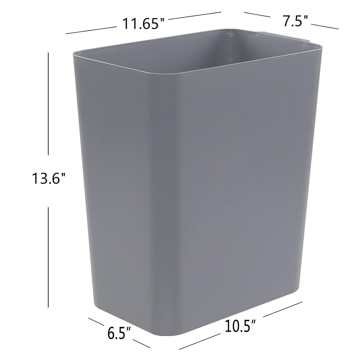 3-Pack 4.5 Gallon Trash Can, Gray Waste Bin for Under Desk, Kitchen, Home, Office