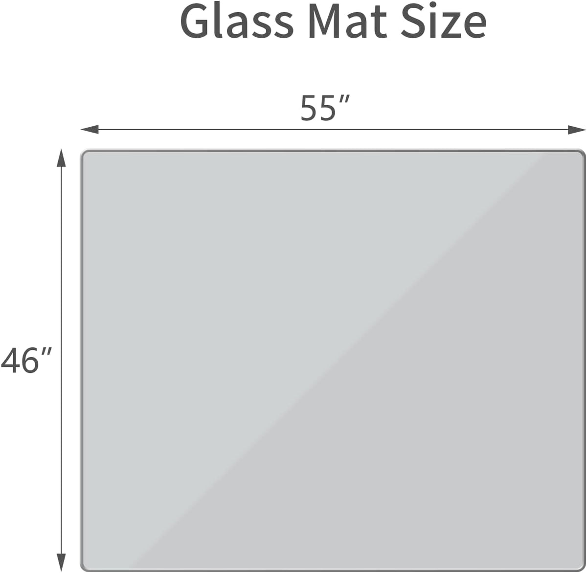 [Tempered Glass] 46" x 55" Glass Chair Mat, Heavy Duty Hard Floor Mat with Round Corner and