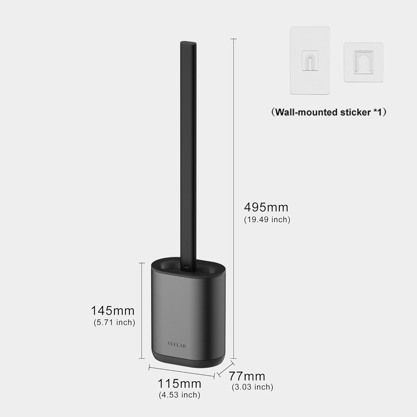 Toilet Brush and Holder Set - Wall Mounted Bathroom Scrub Brush, Toilet Bowl Brush and Plunger Set