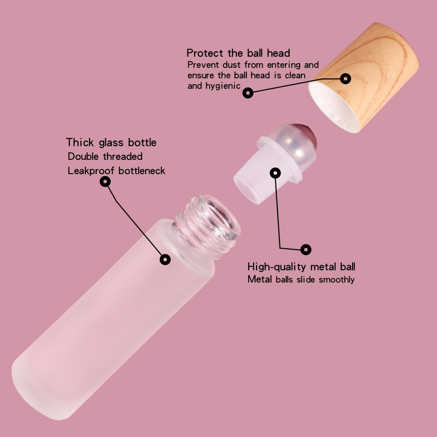 12 Pack Essential Oil Roller Bottles,10ml Empty Frosted Glass Roller Bottles with Stainless Steel