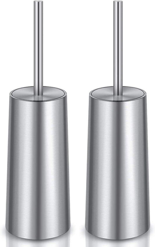 Toilet Brush and Holder, 2 Pack Toilet Brush Stainless Steel, Toilet Bowl Brush for Bathroom
