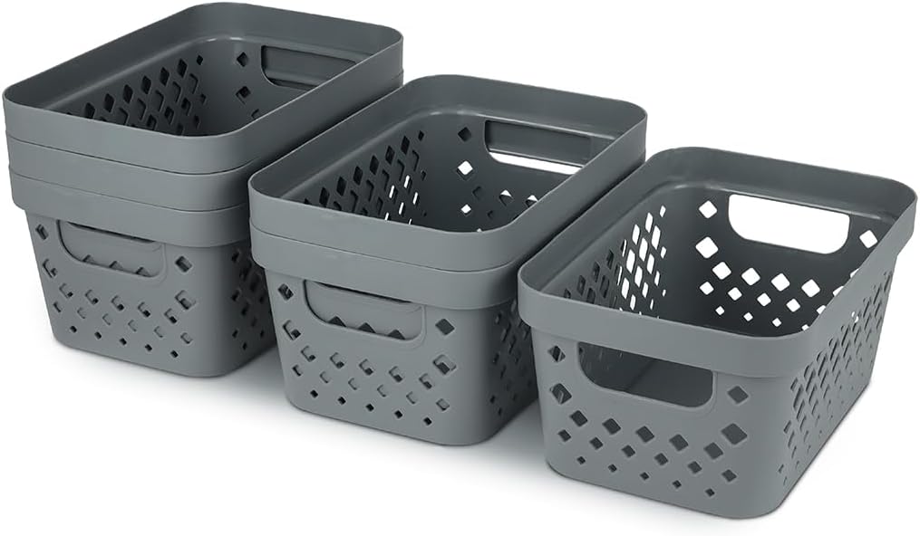 Glad Plastic Baskets for Organizing, Set of 6 | Pantry Storage for Under Counter, Linen Closet, and