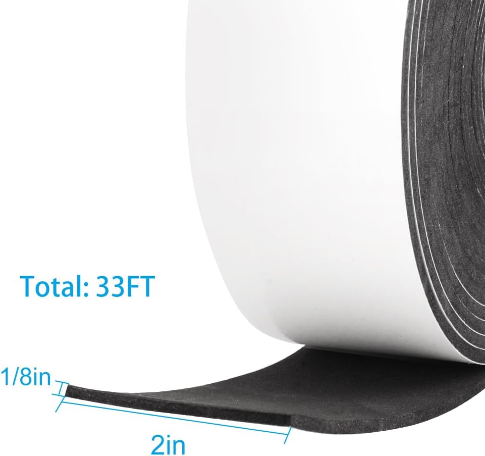 High Density Foam Tape,2 Inch Wide x 1/8 Inch Thick Door Insulation Tape,Adhesive Weather Stripping