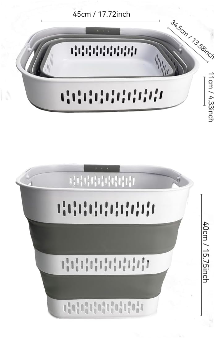 SAMMART 40L (10.5 Gallon) Collapsible Plastic Laundry Basket with Handles - Foldable Pop Up Storage