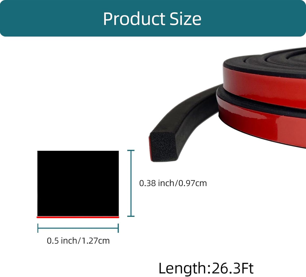 Solid Rectangle Rubber Seal with High Tack Self-Adhesive Tape, EPDM Foam Rubber Weather Stripping