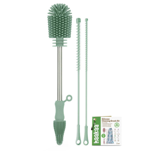 haakaa Silicone Cleaning Brush Kit - Baby Bottle Brush Cleaner for Breast Pump,Nipple,Breast Milk