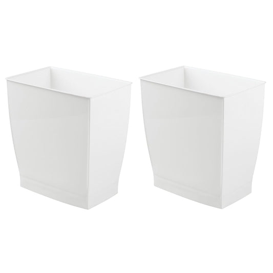 iDesign Small Rectangular Bathroom Trash Cans - Set of 2 - White - Made in USA
