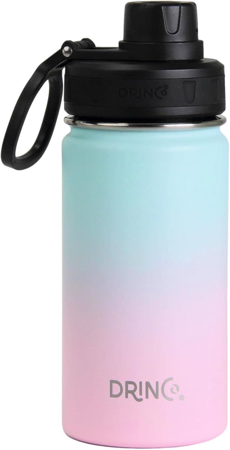 DRINCO Stainless Steel Water Bottle Spout Lid Vacuum Insulated Double Wall Water Bottle Wide Mouth