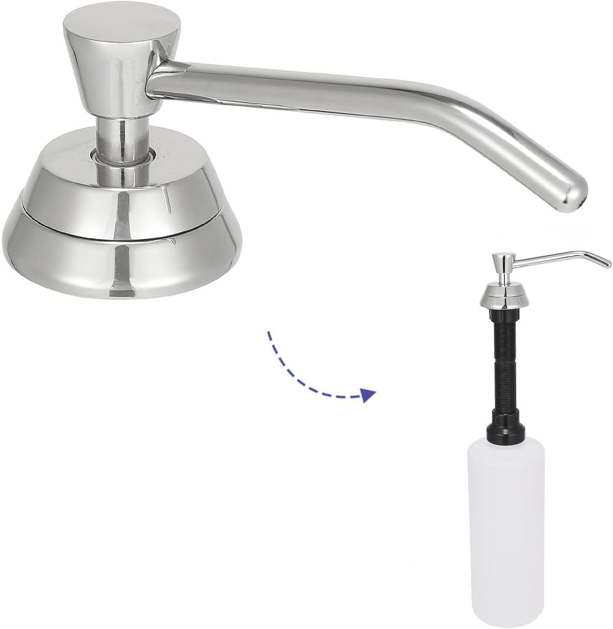 Heavy Duty Brass Countertop Liquid Soap Dispenser, Commercial Grade Top Fill Built-in Soap
