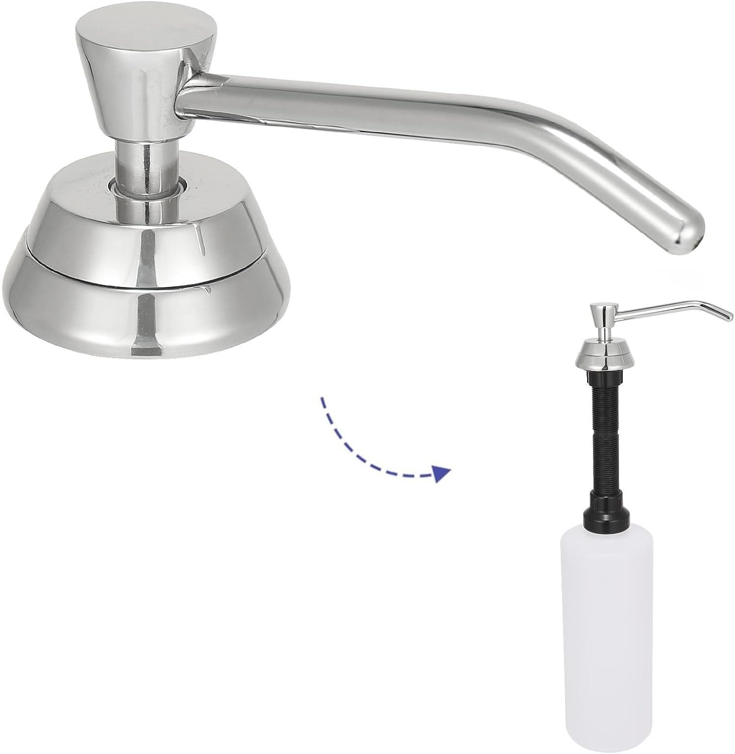 Heavy Duty Brass Countertop Liquid Soap Dispenser, Commercial Grade Top Fill Built-in Soap