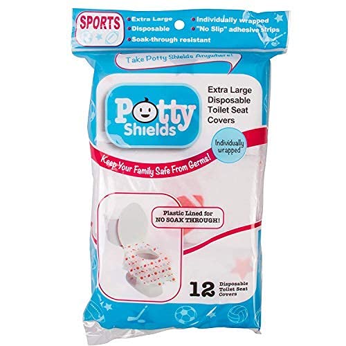 Toilet Seat Covers Disposable (12 Pack, Sports) - XL Waterproof Toilet Cover for Toddlers, Kids &