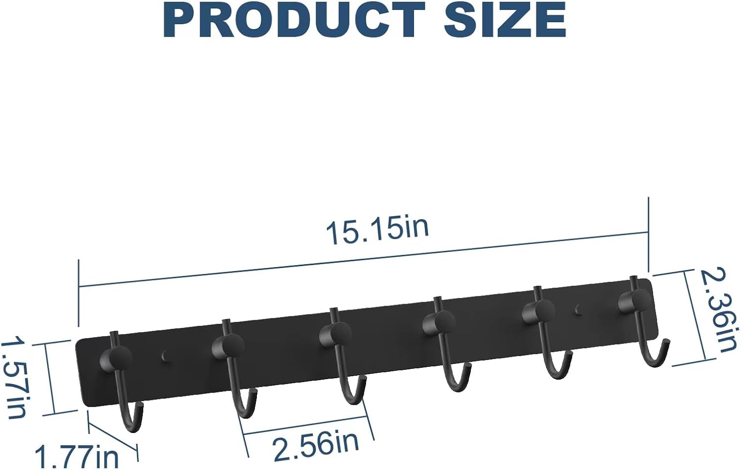 VAEHOLD Wall Hooks for Hanging, Black Coat Rack Wall Mount with 6 Coat Hooks, Towel Hanger, Hat