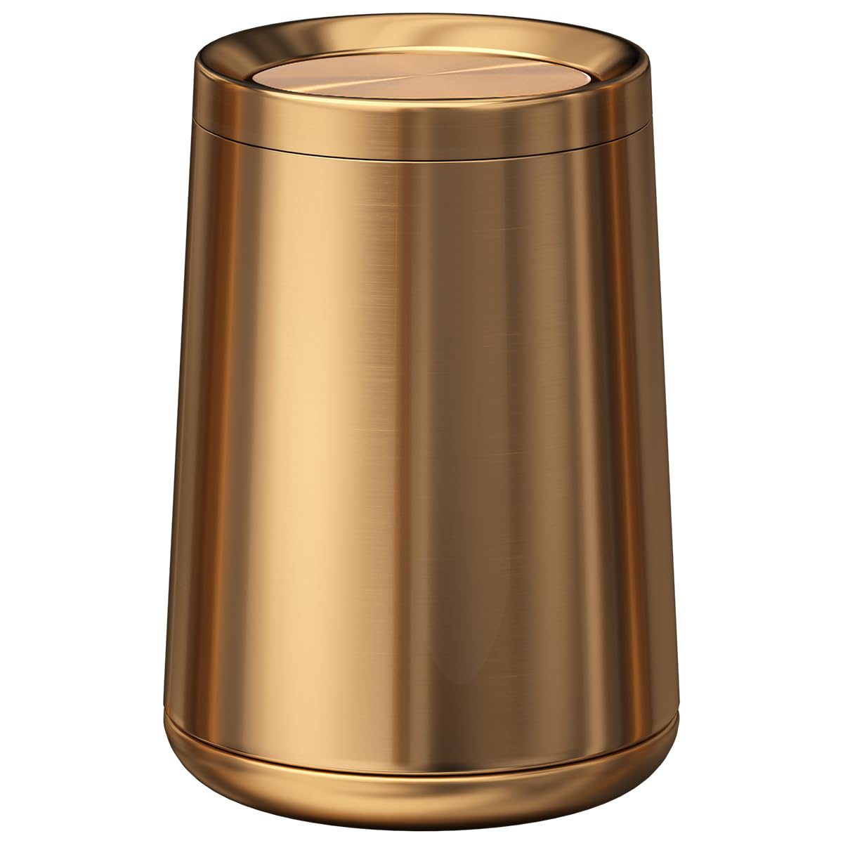 10 L/2.6Gallen,Swing Lid Gold Brass Trash Can,Brushed Nickel Garbage Can Bathroom with Flipping