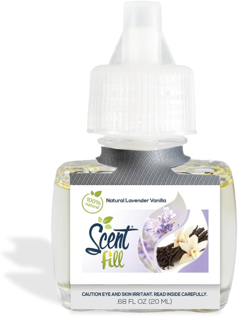 Scent Fill 100% Natural Lavender Vanilla Plug in Air Freshener, Scented Oil Refills, 2 Refills +
