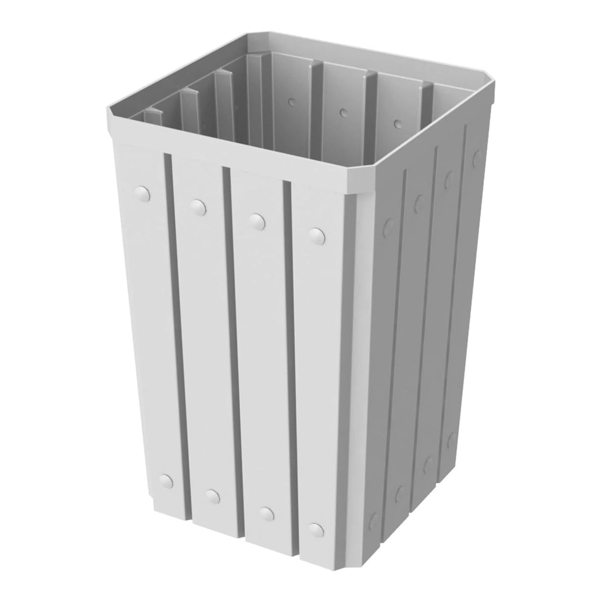 32 Gallon Square Slatted 100% Recycled Plastic Heavy-Duty Commercial Outdoor or Indoor Trash Can