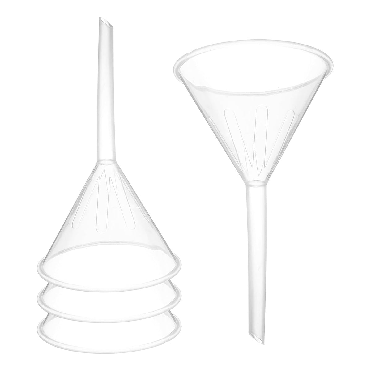 PATIKIL 3.5 Inch Clear Plastic Funnel, 4 Pcs Wide Mouth Multipurpose Transfer Funnel with Long