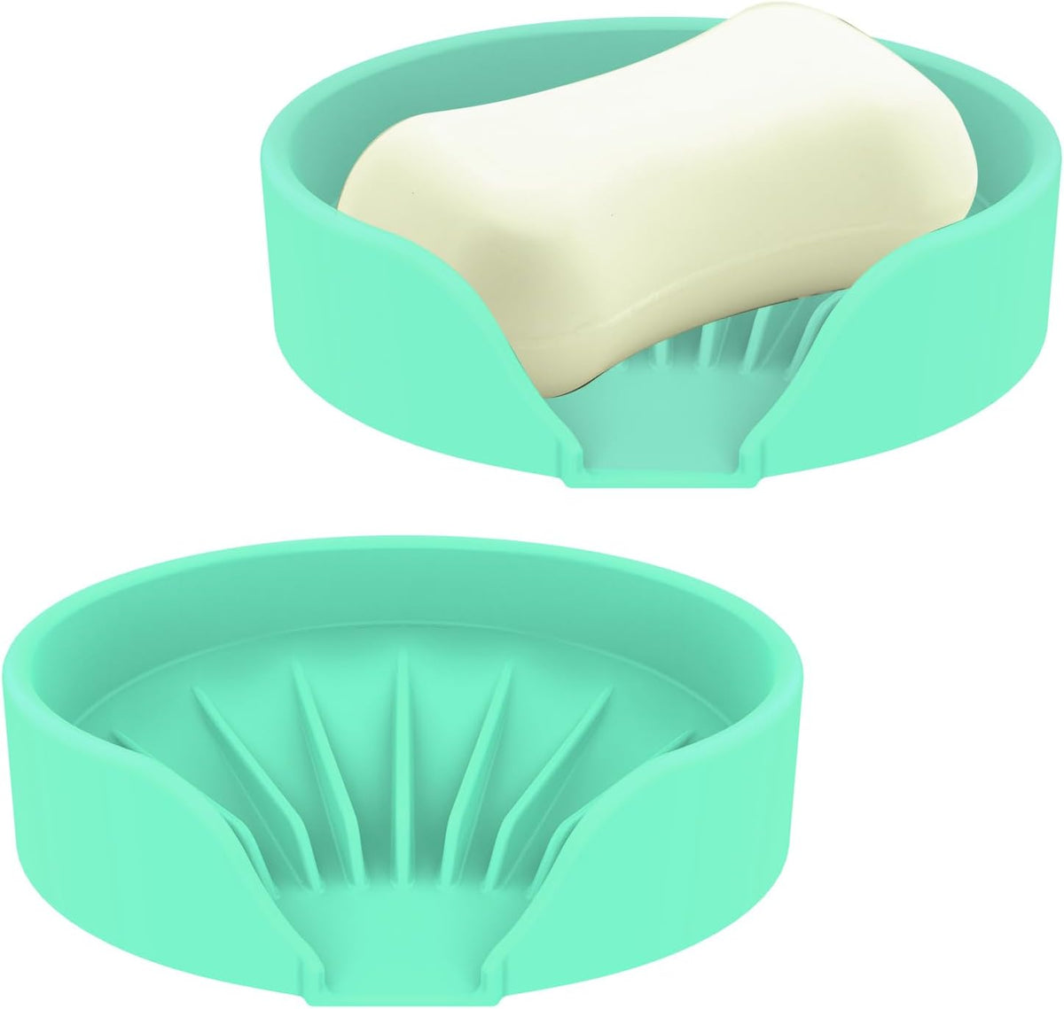 Self Draining Soap Dish, Silicone Suction Cup Soap Holder Tray Savers Container Sponge Holder for