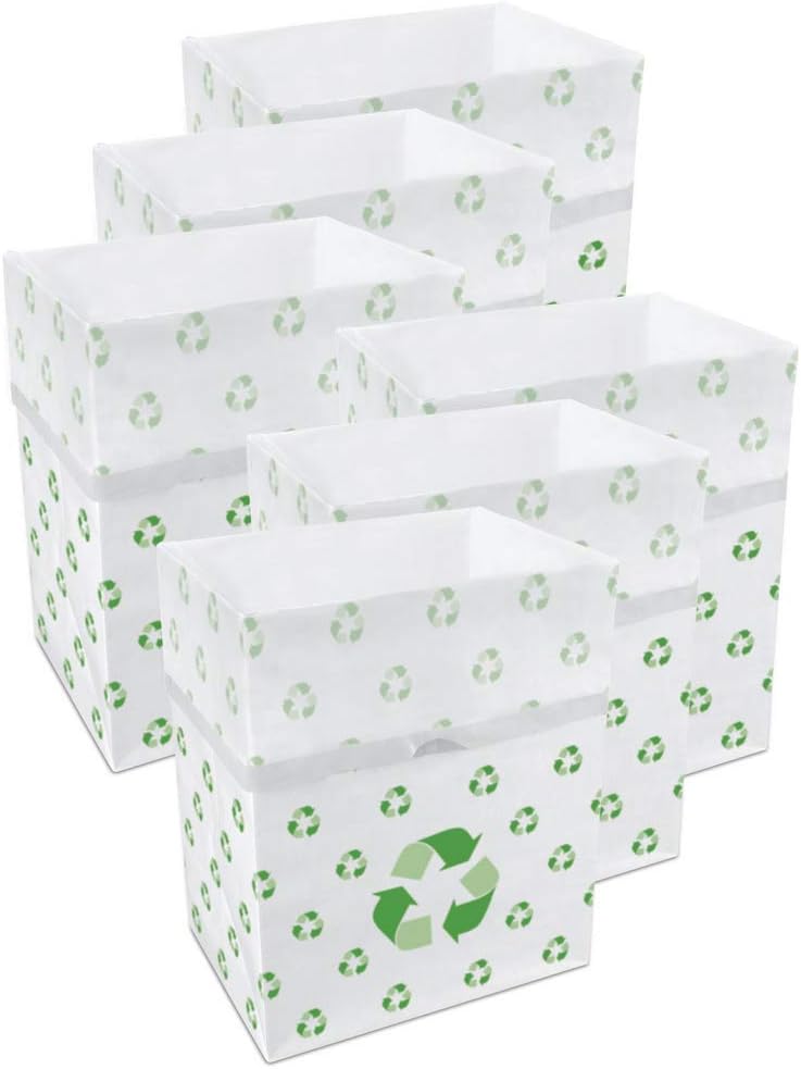 13 Gallon Disposable Pop-Up Trash Cans (6-Pack) with Fitted Bags – Foldable Garbage & Recycling