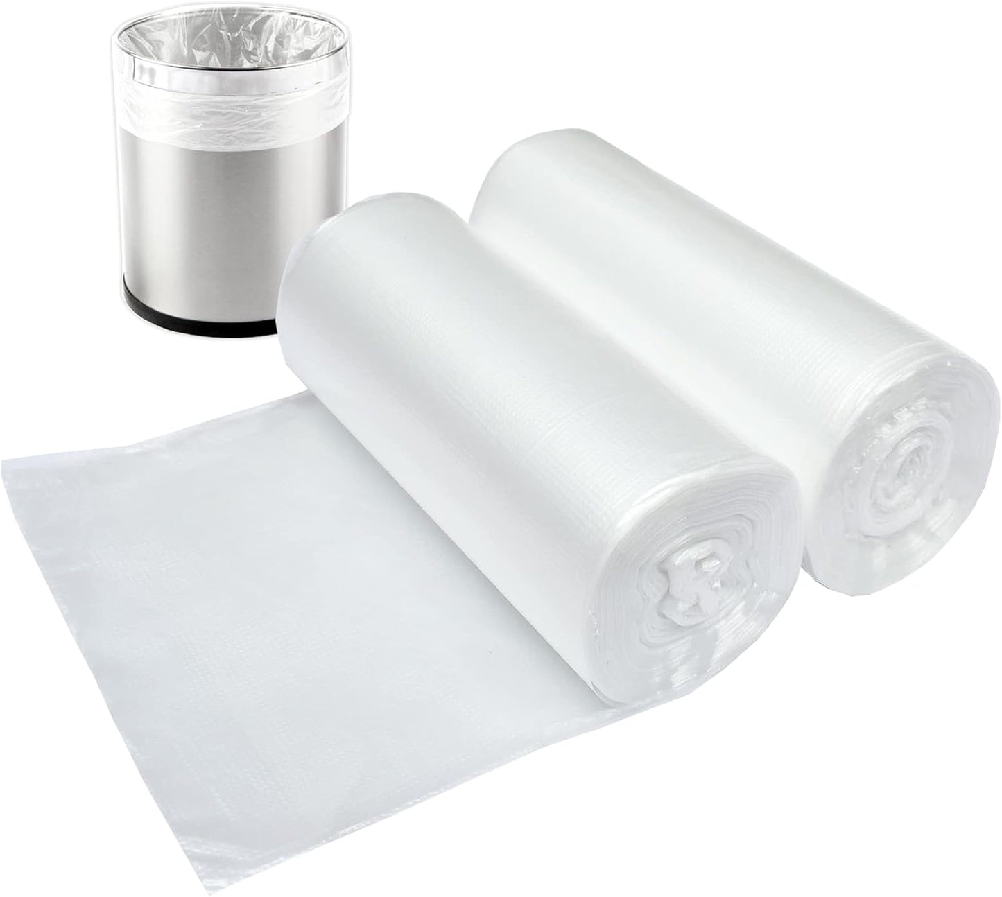 2 Gallon Small Plastic Trash Bags, 7.5 Liters Clear Wastebasket Liners Garbage Bags for Home