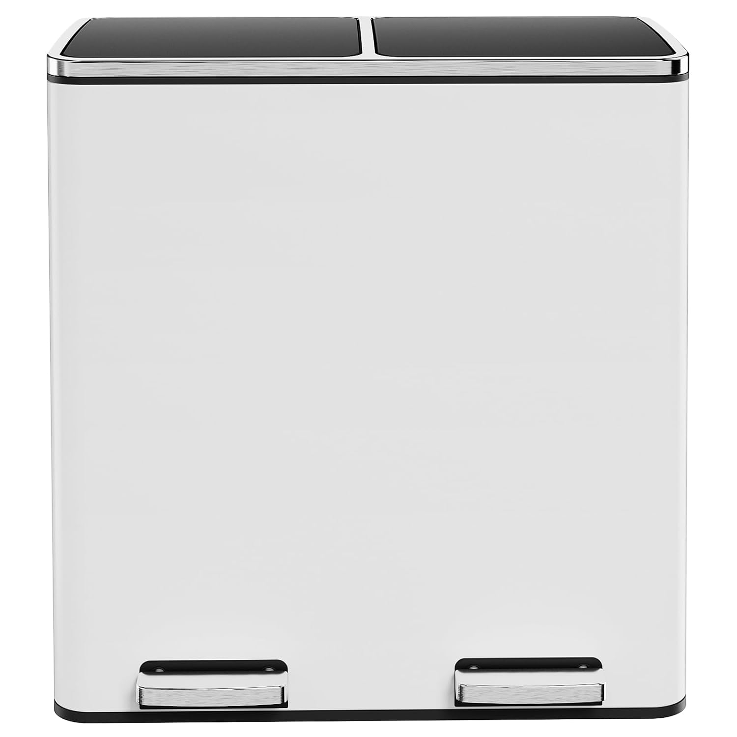 AthLike 60L(16 Gal) Dual Trash Can, Stainless Steel Kitchen Garbage Can, Double Compartment