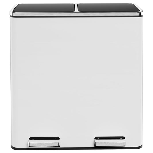 AthLike 60L(16 Gal) Dual Trash Can, Stainless Steel Kitchen Garbage Can, Double Compartment