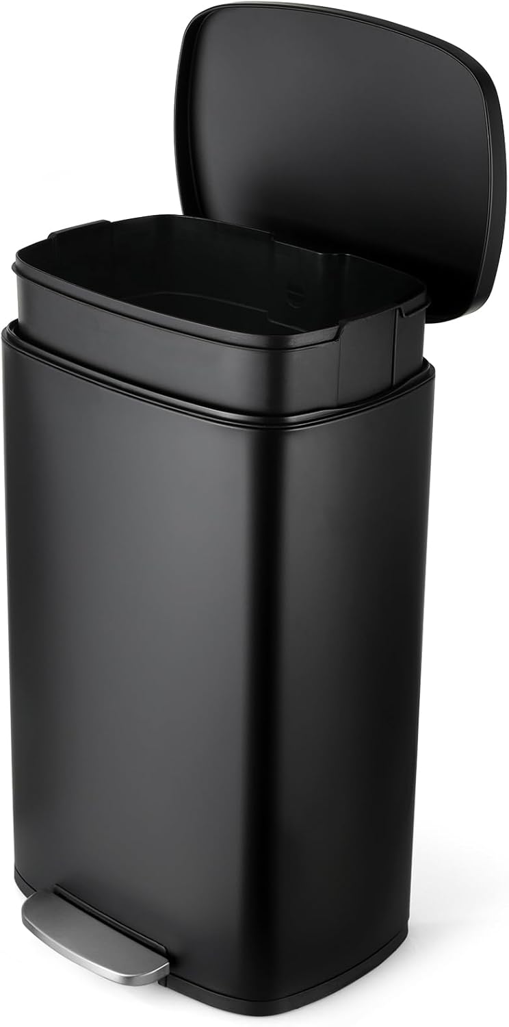 13.2 Gal Kitchen Trash Can, 50L Recycling or Garbage Bin, Brushed Stainless Steel Waste Basket