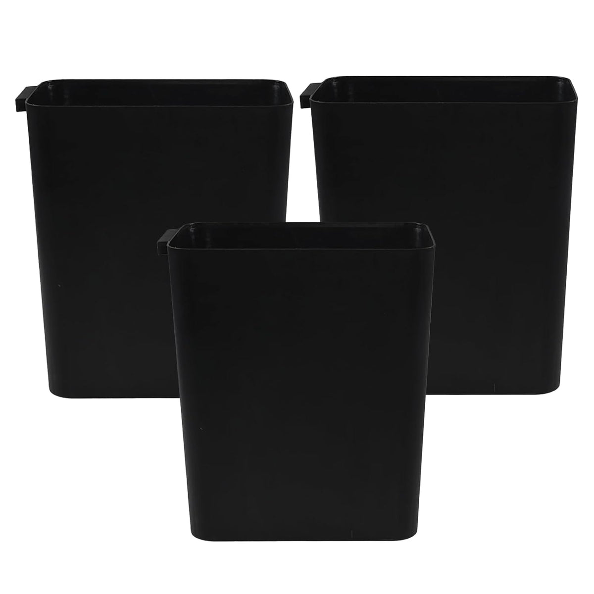 Zopnny 3 Pack 4.5 Gallon Plastic Waste Container, Trash Can Wastebasket, Black Garbage Container
