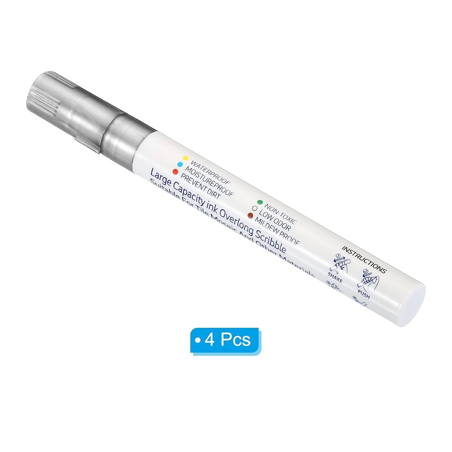 PATIKIL Grout Pen, 4 Pack Silver Tile Marker Waterproof Grout Sealer Pen Tile Repair Pens Paint