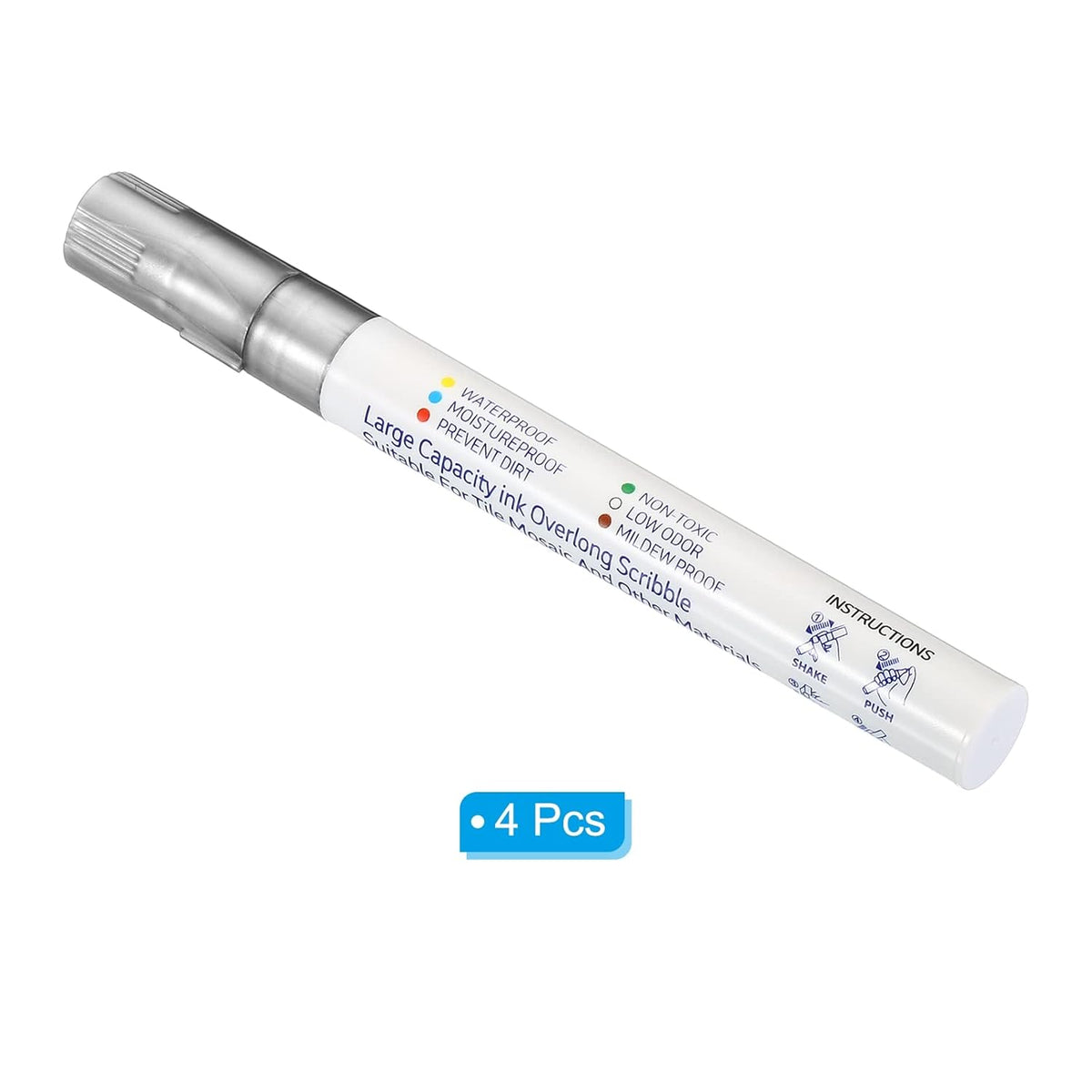 PATIKIL Grout Pen, 4 Pack Silver Tile Marker Waterproof Grout Sealer Pen Tile Repair Pens Paint