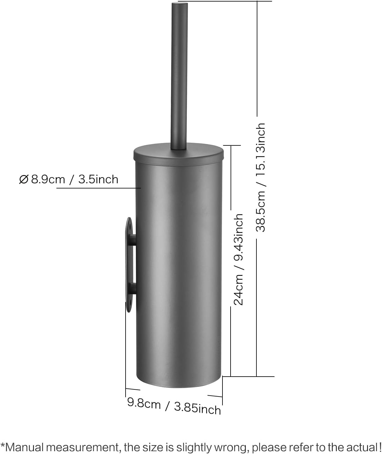 Stainless Steel Toilet Brush and Holder Set, No-Punch Hook Base Dual Purpose Toilet Brush Holder