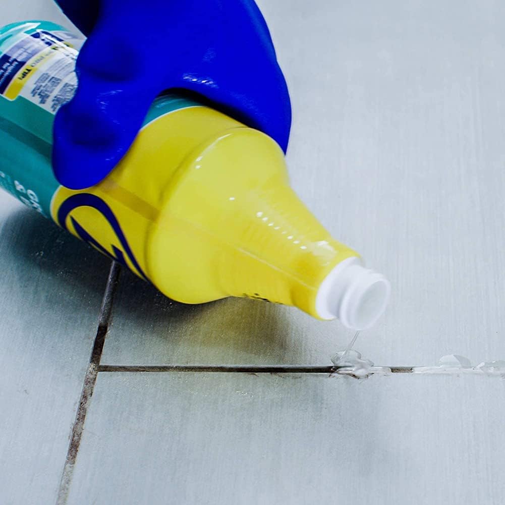 Zep Grout Cleaner and Brightener and Easy to Use Handheld Brush - 32 oz (Case of 2) - ZU104632