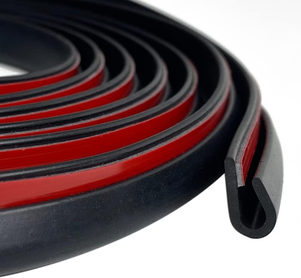 Rubber Edge Trim Black, U Channel Rubber Seal Strip with Self-Adhesive Tape, Metal Edge Protector