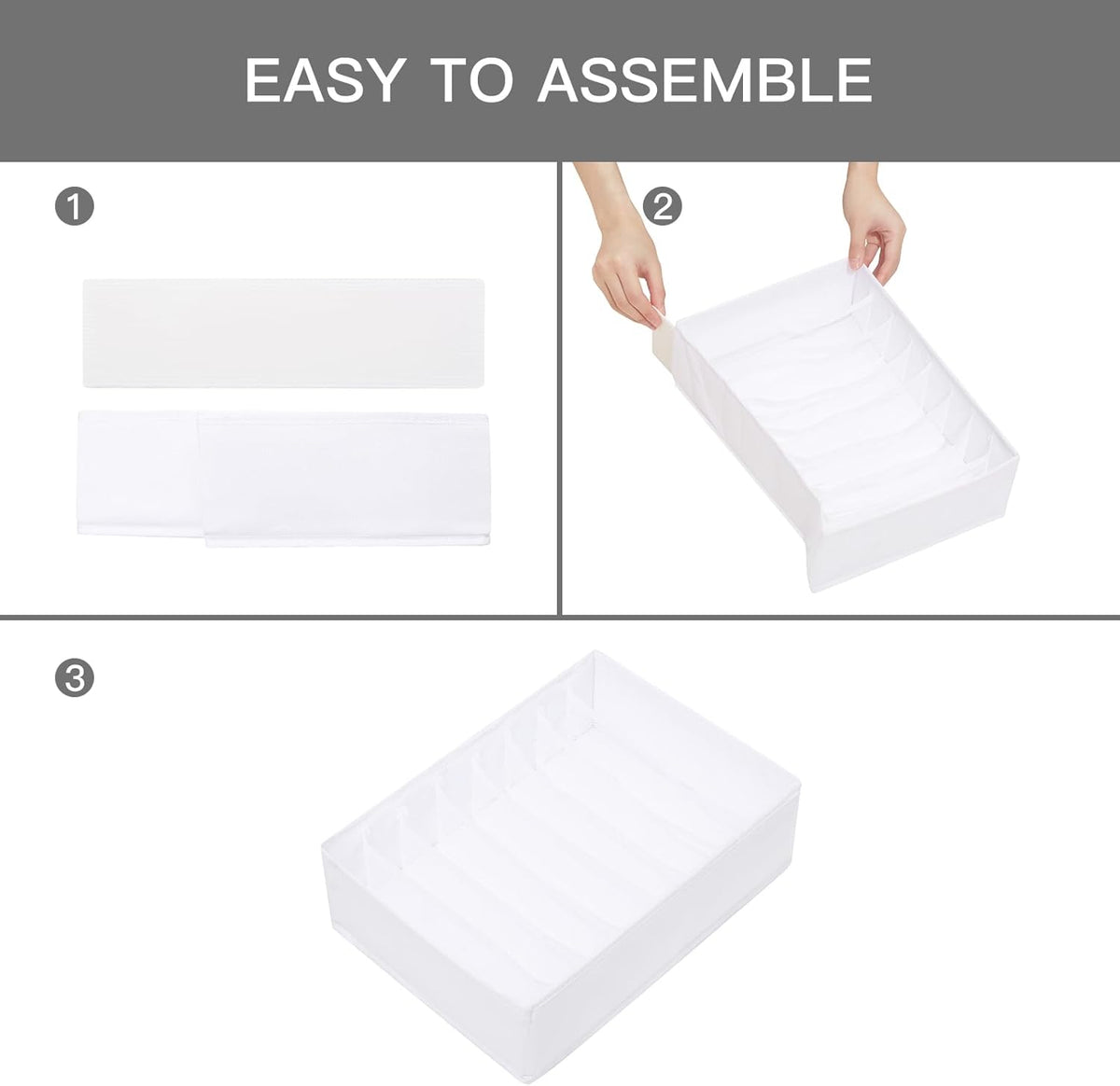 Qozary 4 Pack Drawer Organizers for Clothing, 8 Grids Foldable Closet Organizers and Storage Bins