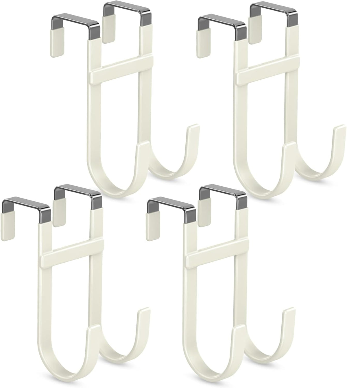 FYY Over The Door Hooks - 4 Pack Heavy Duty Dual-Hook Organizer Hanger with Non-Slip Rubber for