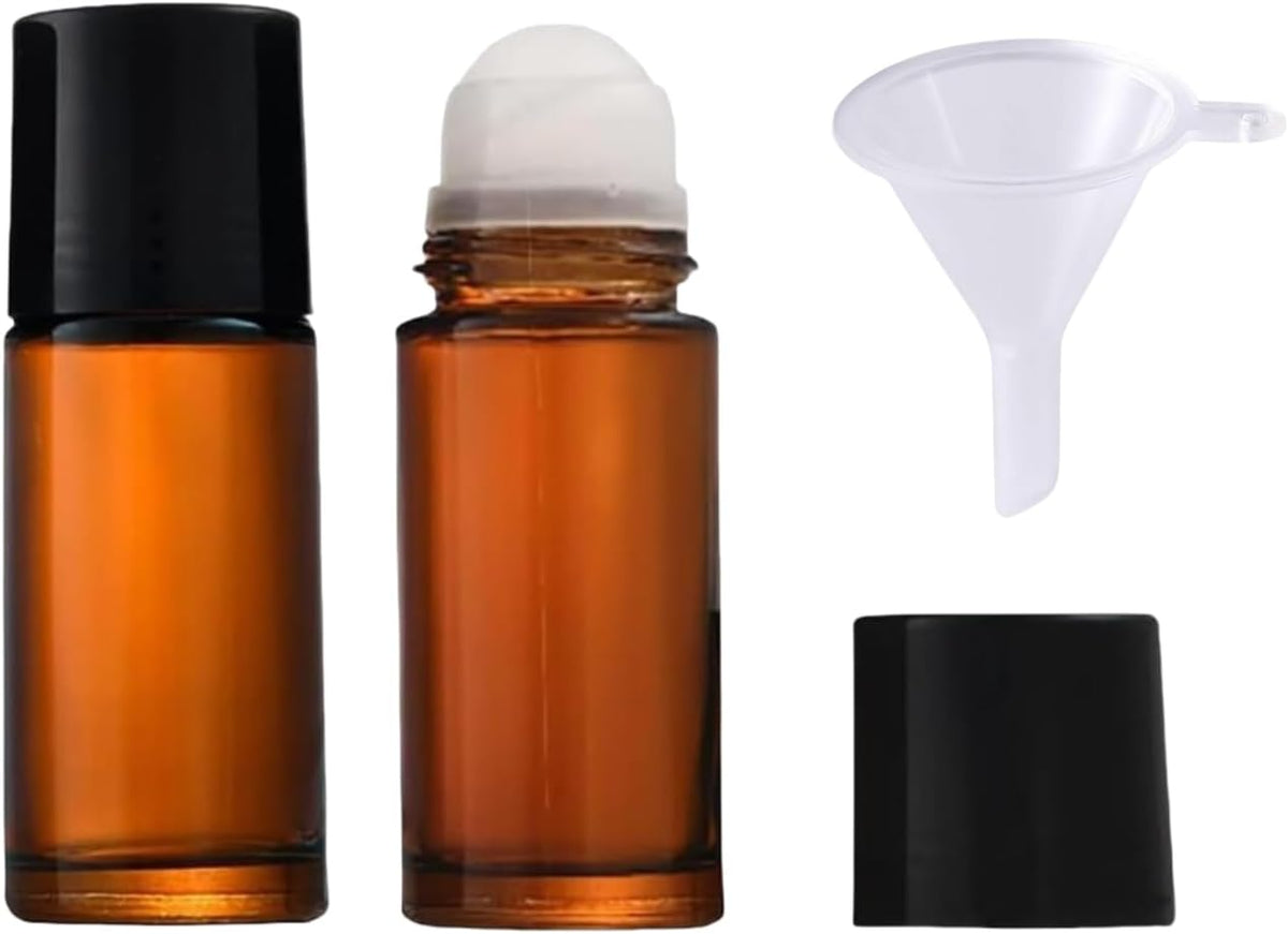 2Pcs Brown Glass Essential Oil Roller Bottles Refillable Roll on Bottles Empty Deodorant Bottle