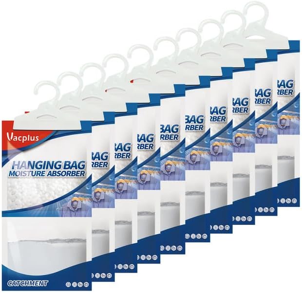 Vacplus Moisture Absorbers Packets, Fragrance Free 10 Pack, Humidity Packs, Dessicant Packets