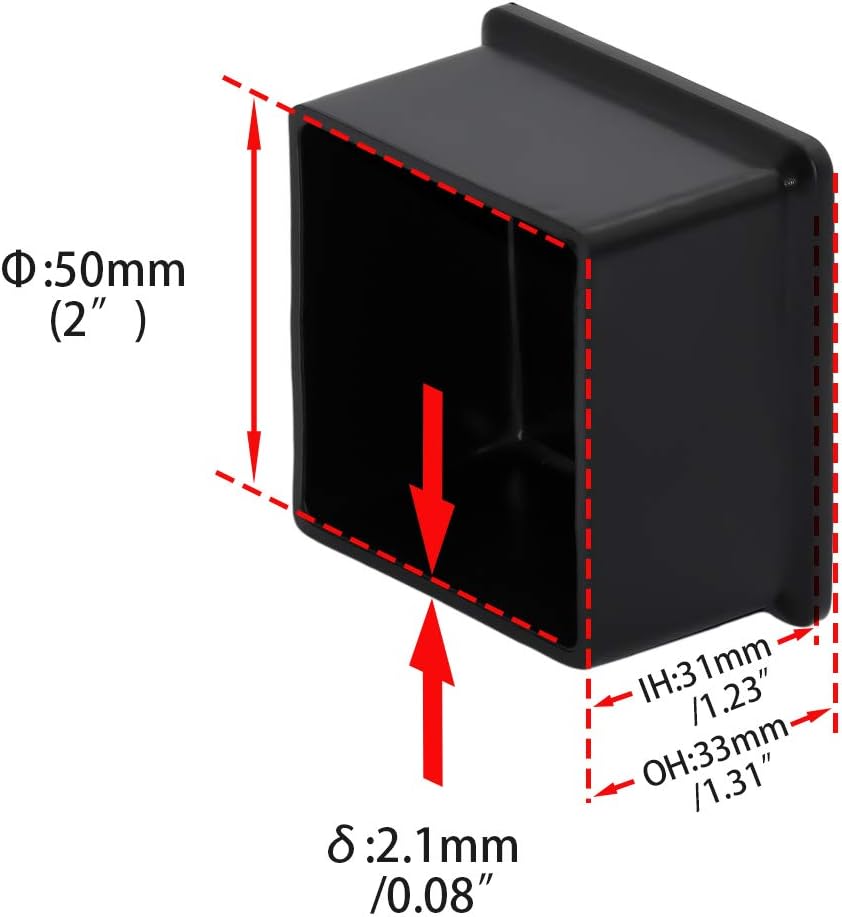 Flyshop Flexible Anti-Scratch PVC Patio Chair Table Leg Caps Tips Floor Protectors Square Furniture