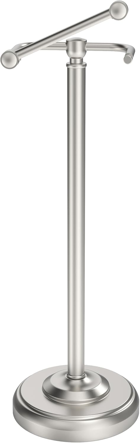 Toilet Paper Holder Stand, Brushed Nickel Toilet Paper Holder Free Standing, Post Pivoting Design &