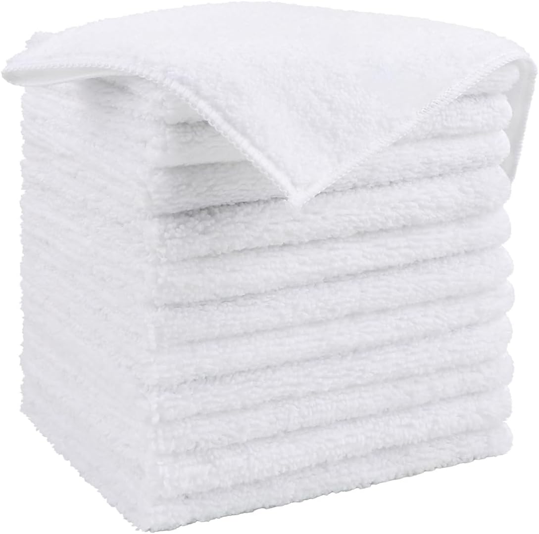 HOMEXCEL White Microfiber Cleaning Cloth, 12 Pack Premium Microfiber Towels for Cars, Lint Free