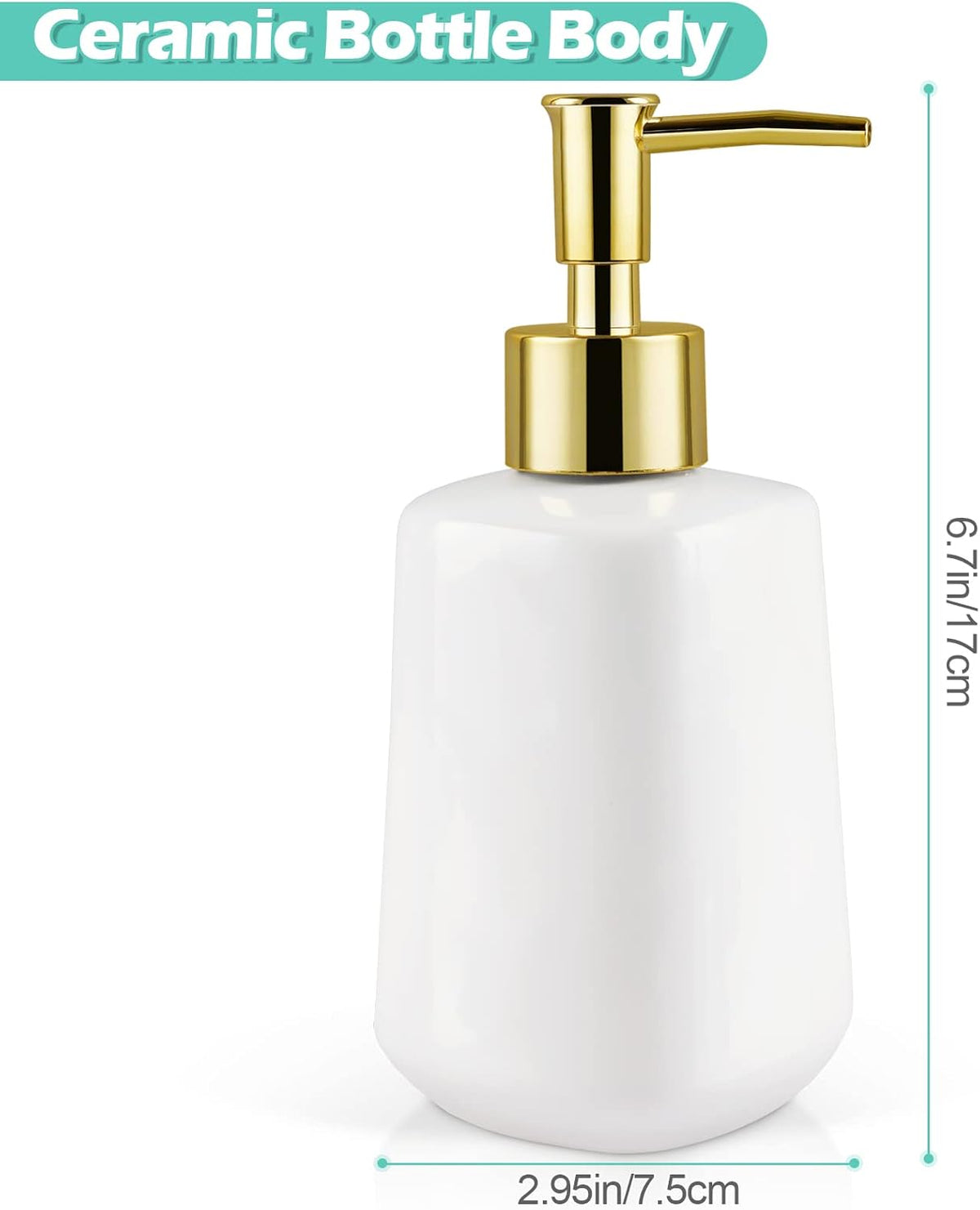 Natheeph Dish Soap Dispenser, Hand Soap Dispenser Ceramic Bottle, Refillable Liquid Great for