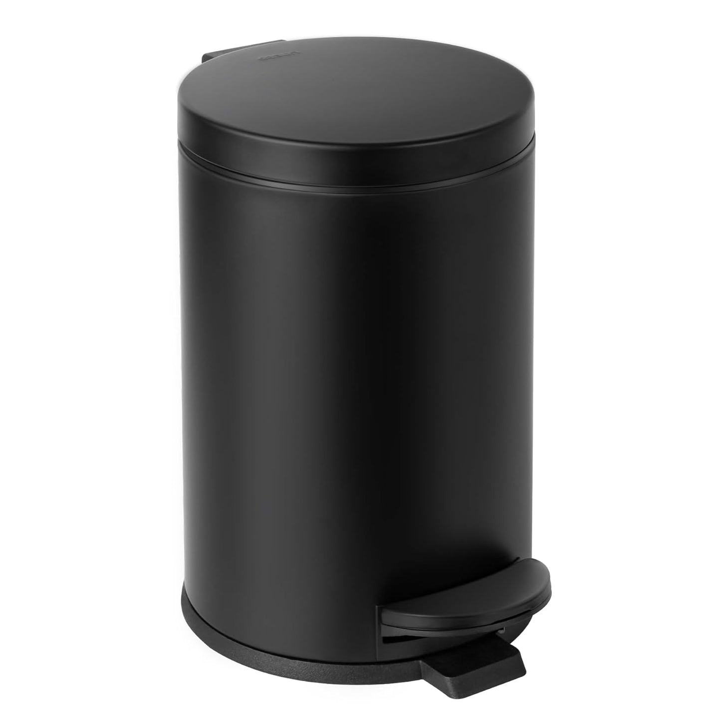 Cesun 1.2 Gallons Small Black Trash Can, Bathroom Garbage Can with Lid and Foot Pedal, Mini Round