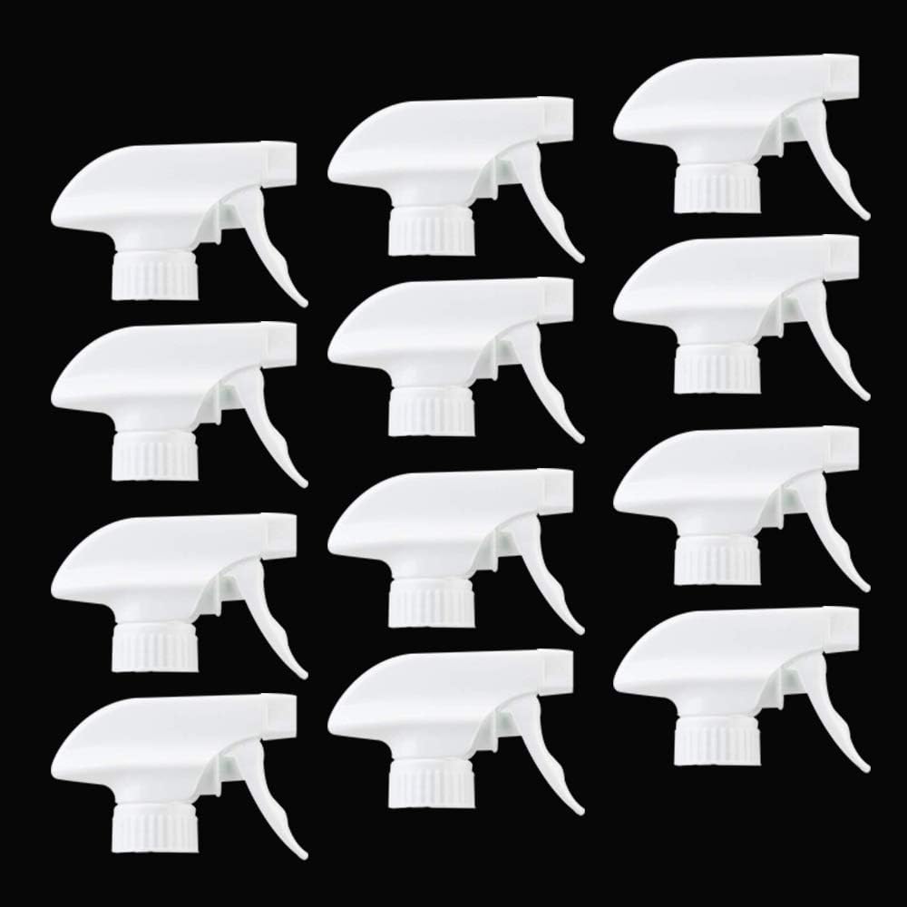 AMORIX 12PCS Trigger Sprayer White Spray Top Heavy Duty Replacement Nozzles for Plastic Bottles