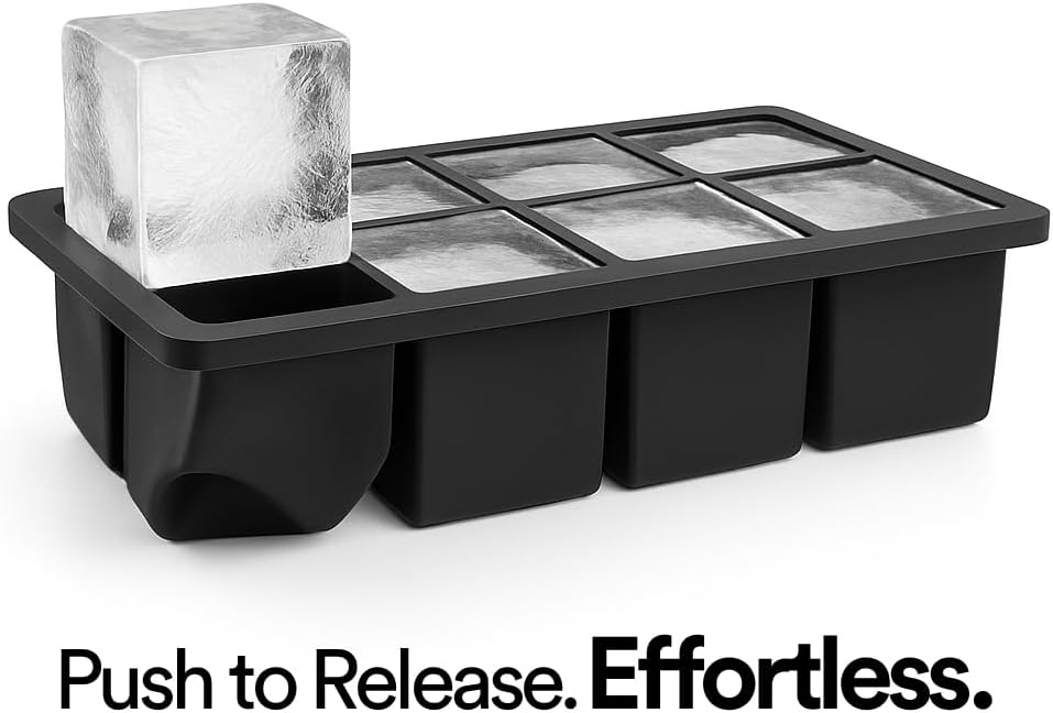 glacio Ice Cube Molds – 2-Pack Silicone Trays for 8 Large Square Cubes – Slow-Melt Ice for Whiskey