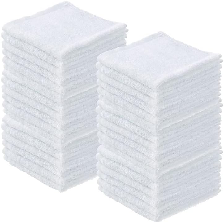 Superio Terry Cloth Rags White Washcloths 100% Cotton 12" Cleaning Cloths, Kitchen Towels, Facial