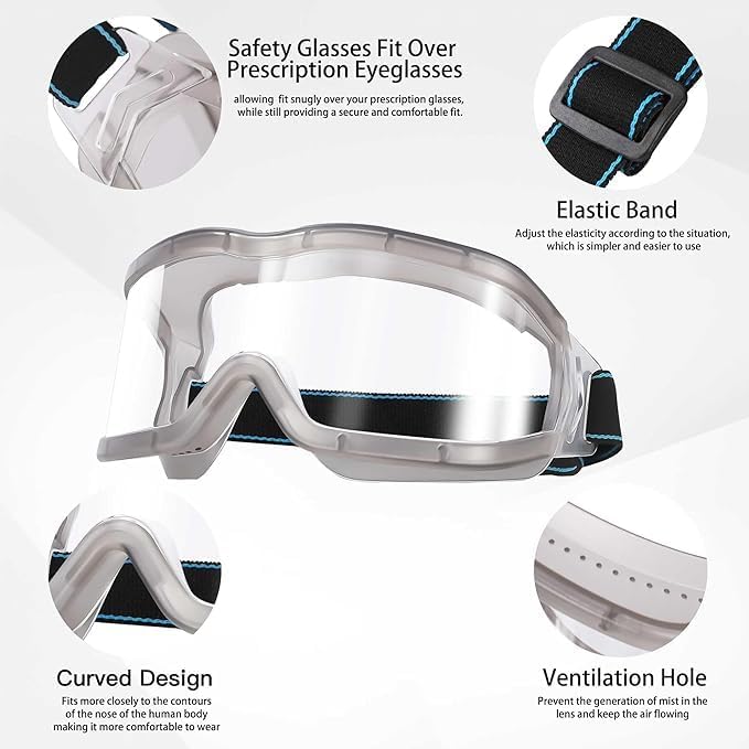 Chemistry Lab Safety Goggles,that Fit Over Glasses,Scientific, Construction, Woodworking