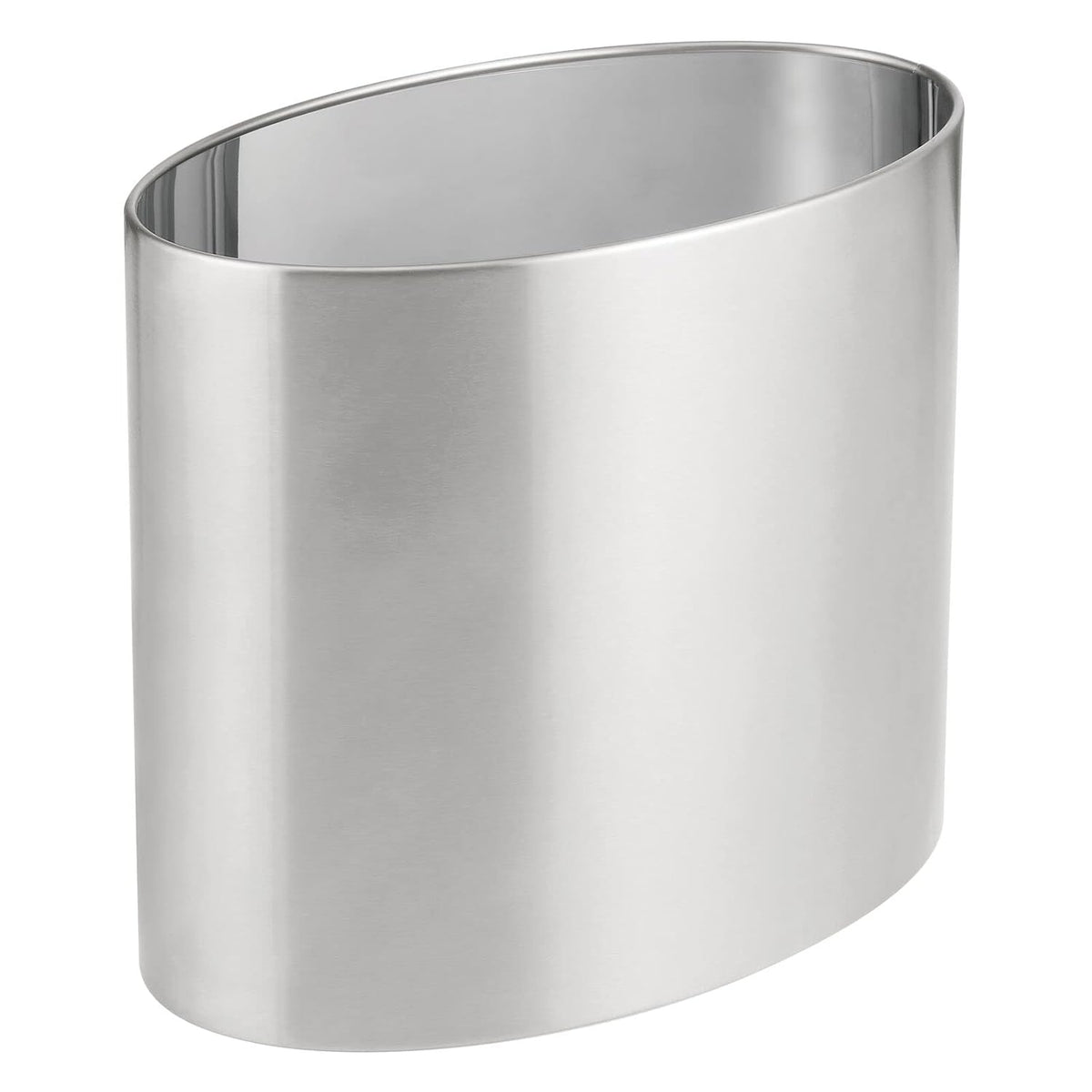 mDesign Stainless Steel Metal Oval Trash Can, 7.9 Liter/2.09 Gallon Wastebasket, Garbage Basket Bin