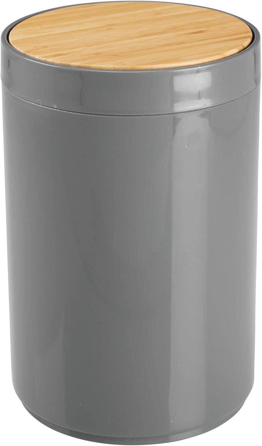 mDesign Plastic Round Trash Can Small Wastebasket - Garbage Bin Container with Swing-Close Lid